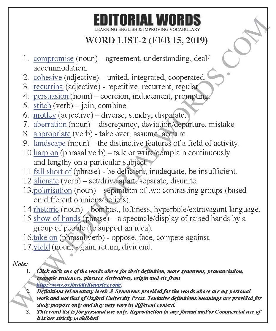 The Hindu Editorial (Common and minimum) - Feb 15, 2019