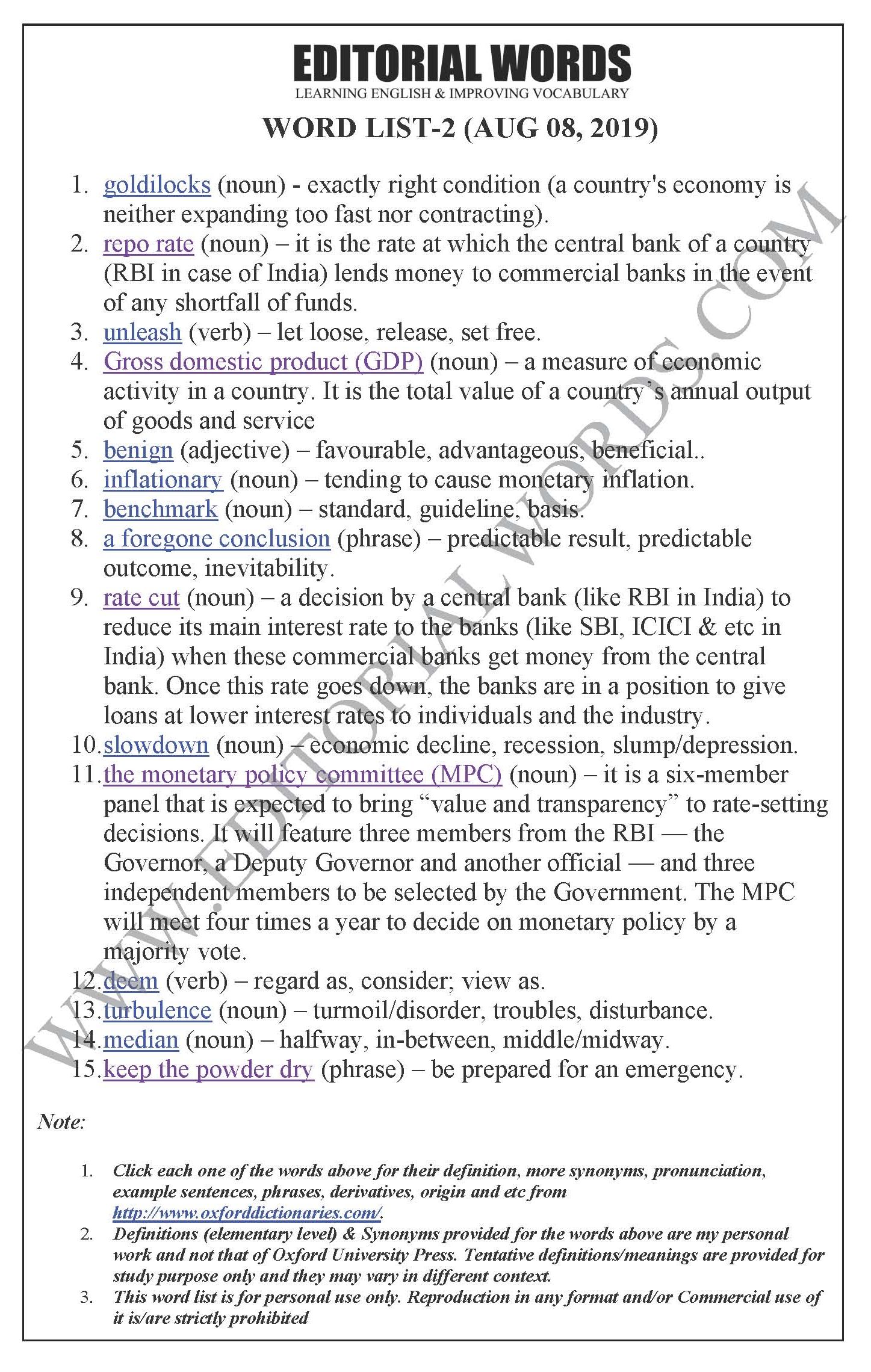 The Hindu Editorial (RBI’s Goldilocks cut) - Aug 08, 2019