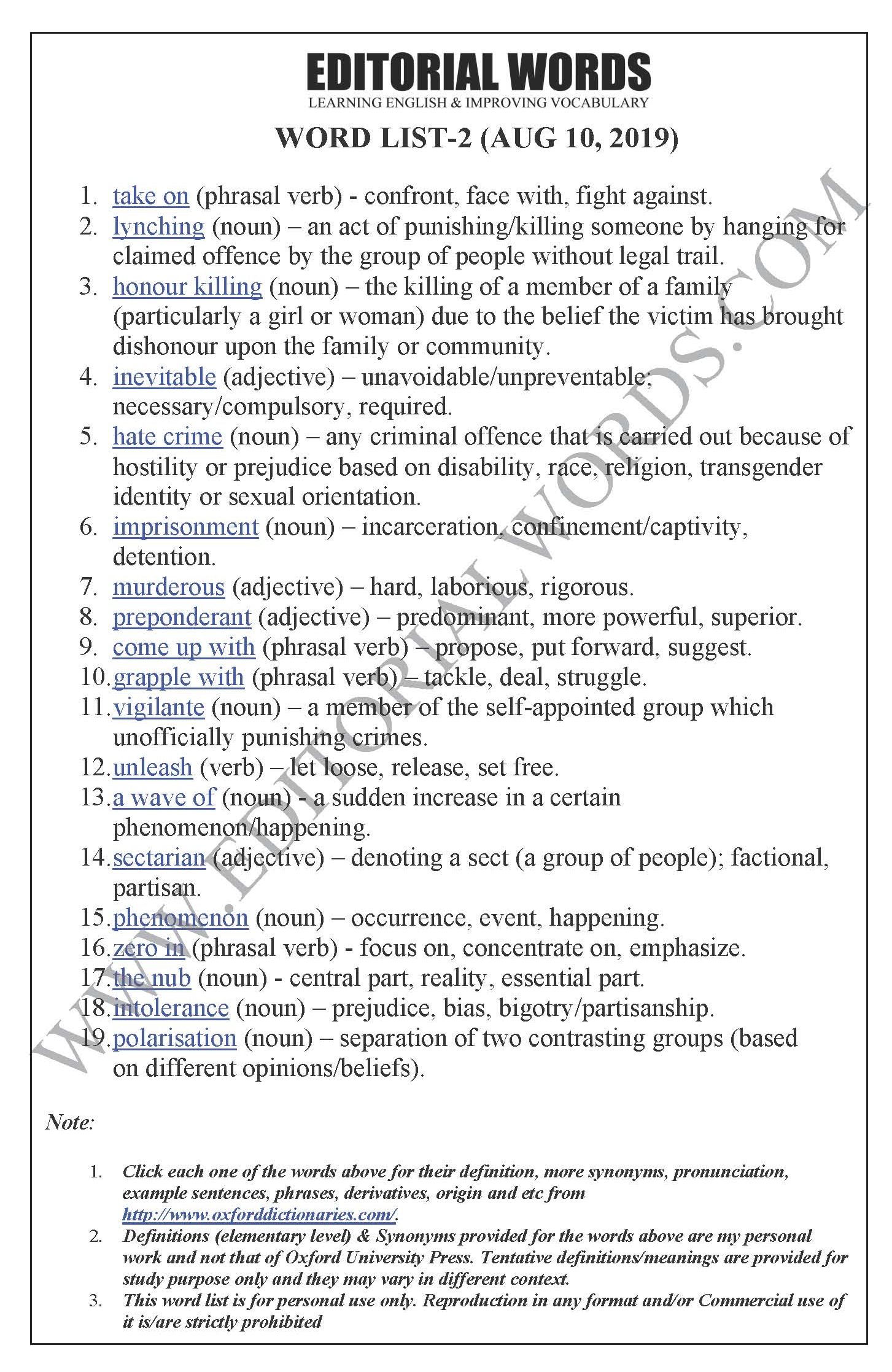 The Hindu Editorial (Taking on the mob) - Aug 10, 2019