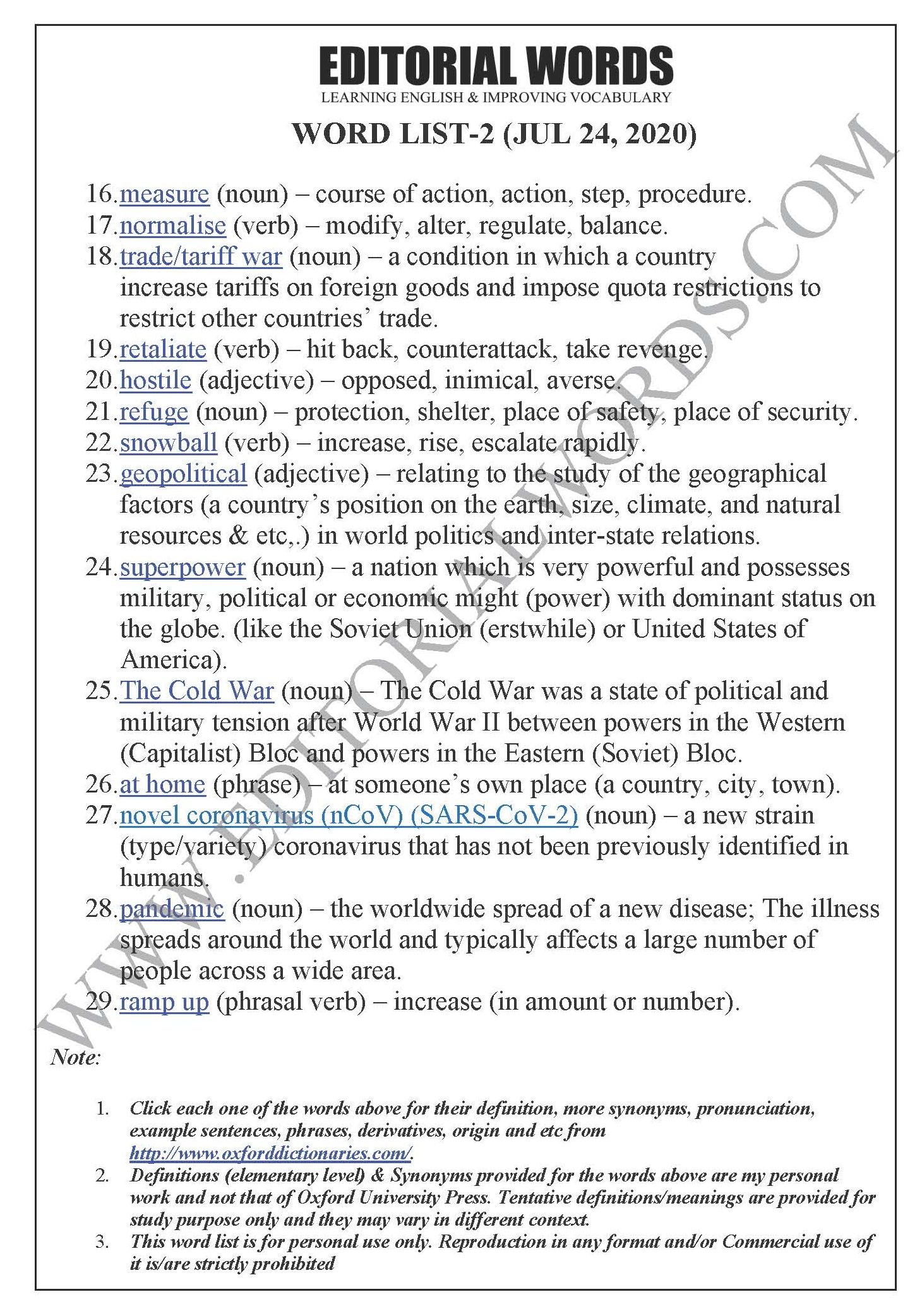 The Hindu Editorial (Escalating Tensions) - Jul 24, 2020 - Editorial Words