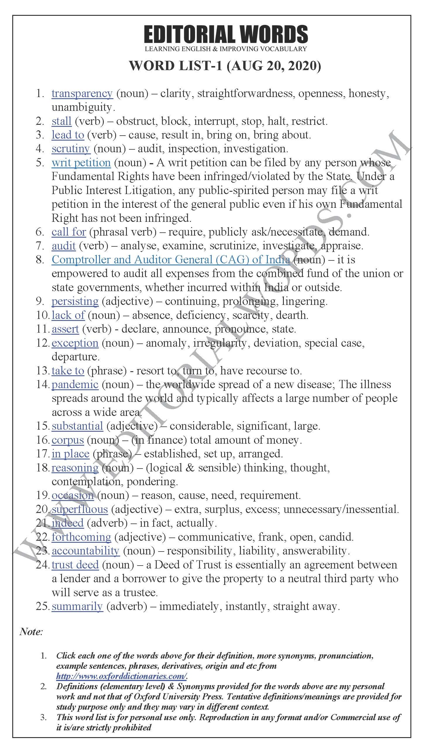 The Hindu Editorial (Need for transparency) - Aug 20, 2020