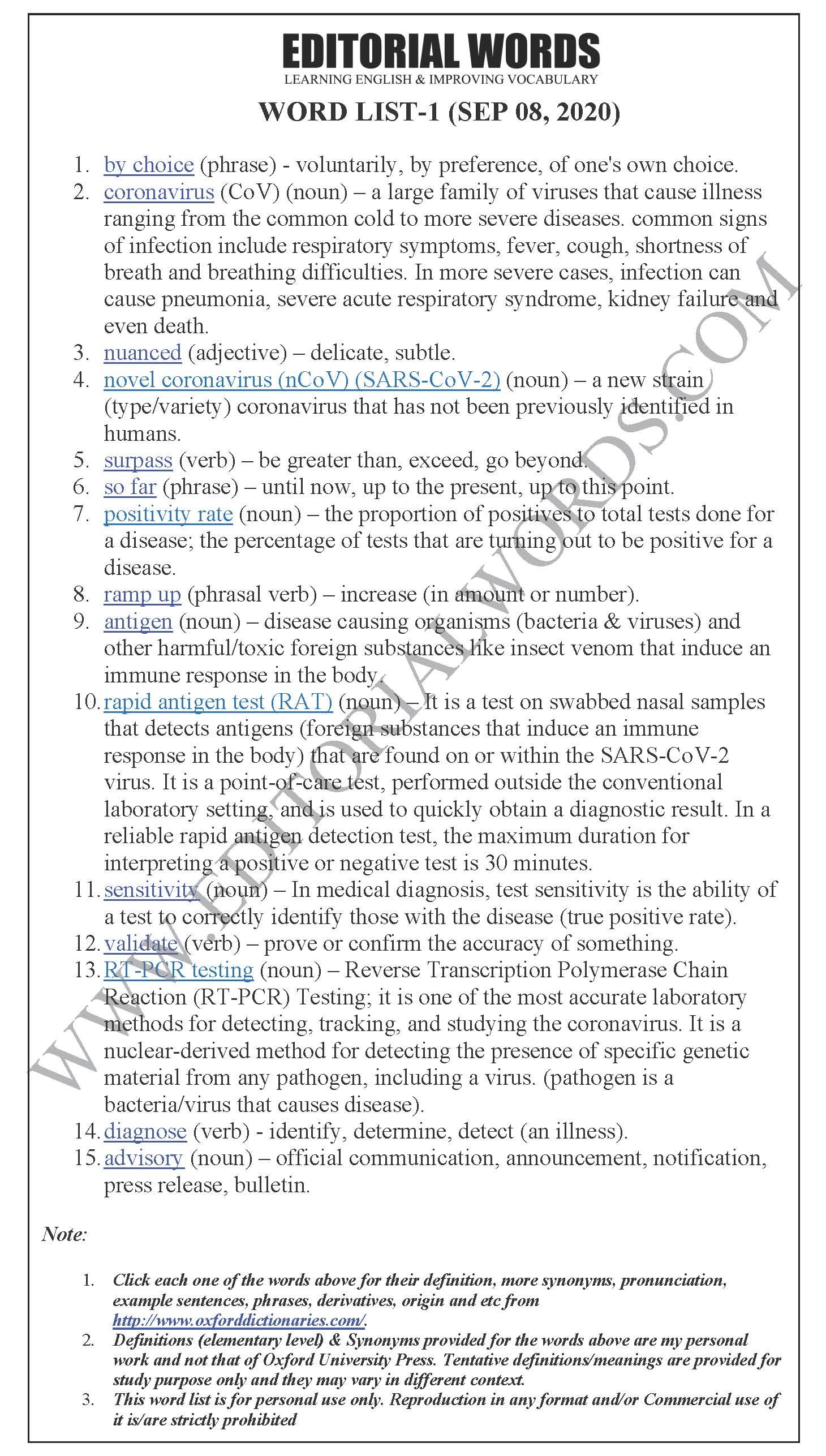 The Hindu Editorial (Test by choice) - Sep 08, 2020