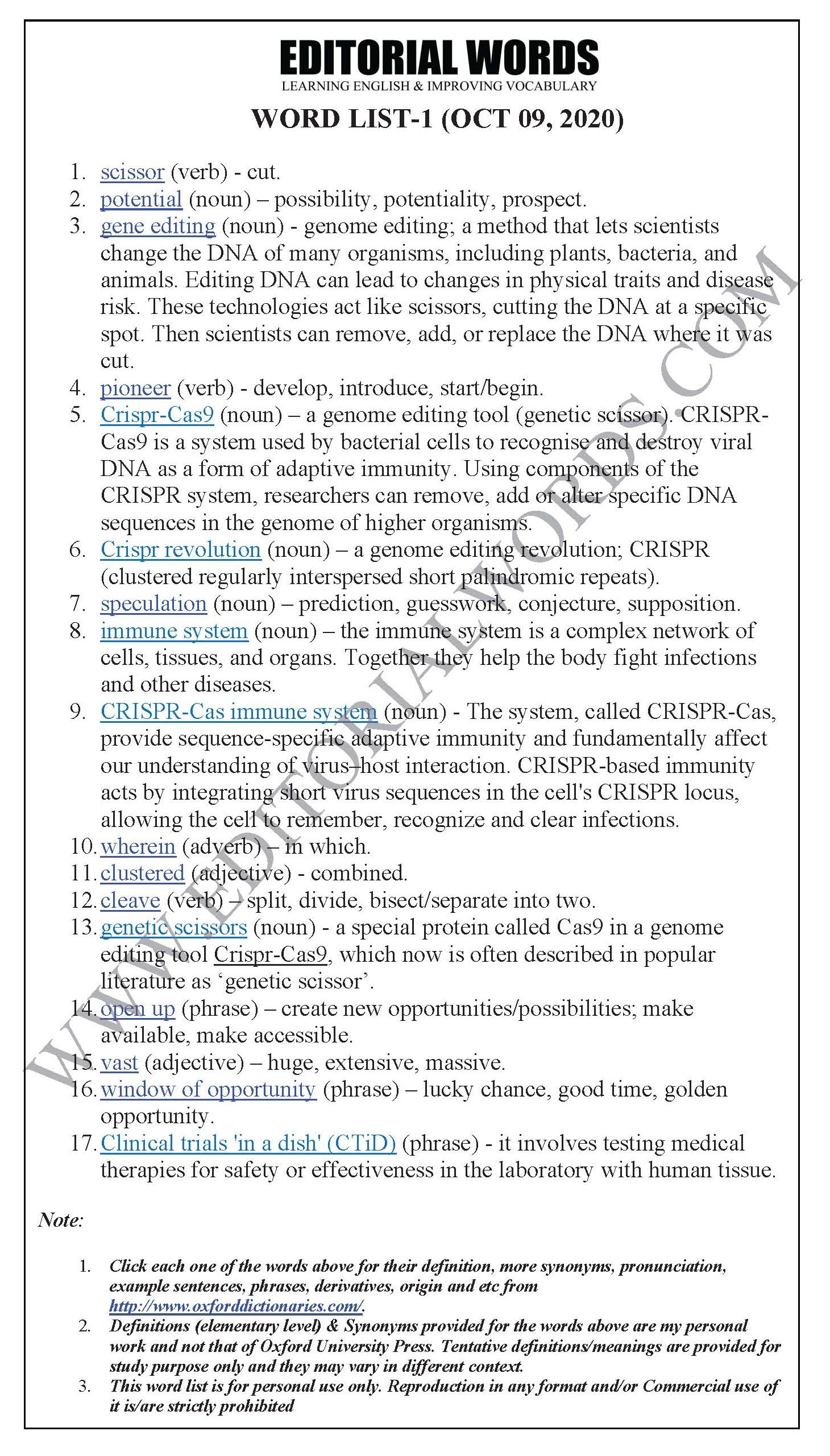 The Hindu Editorial (Scissoring the DNA) - Oct 09, 2020