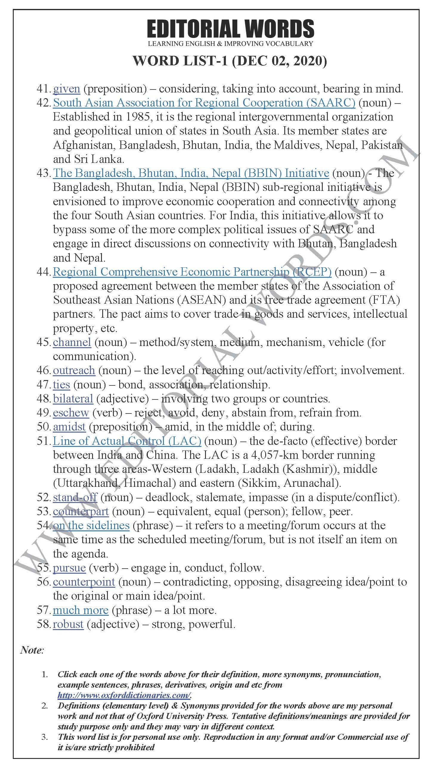 The Hindu Editorial (Regional priorities) – Dec 02, 2020