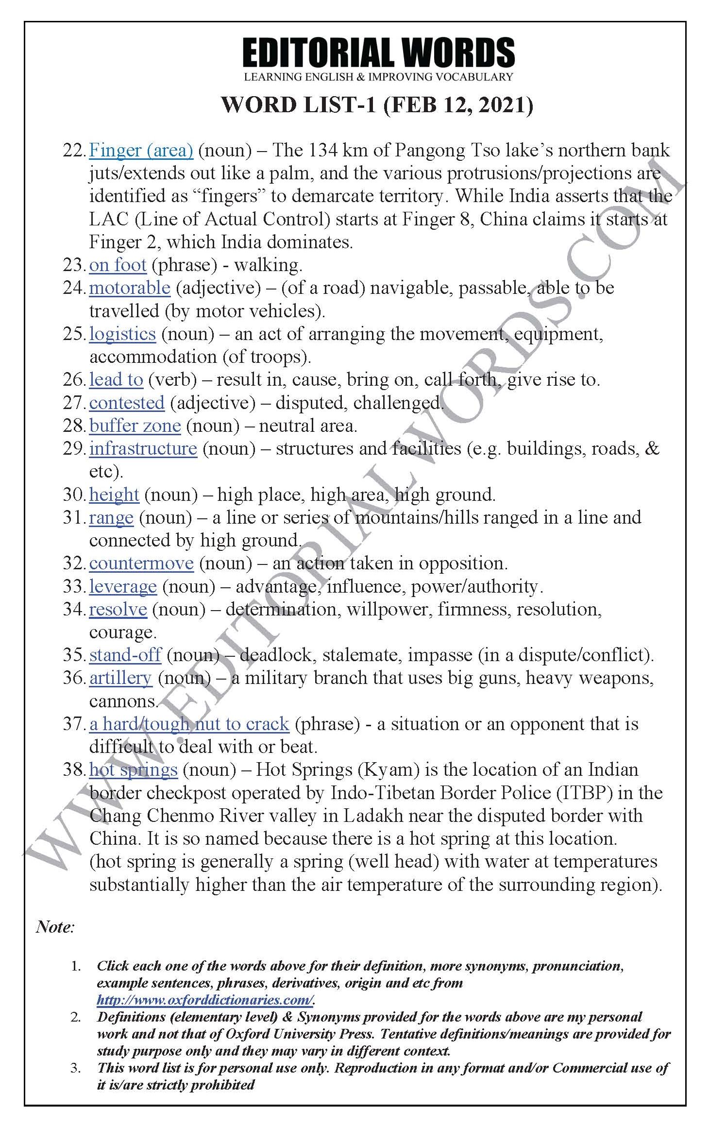 The Hindu Editorial (Order at the border) – Feb 12, 2021