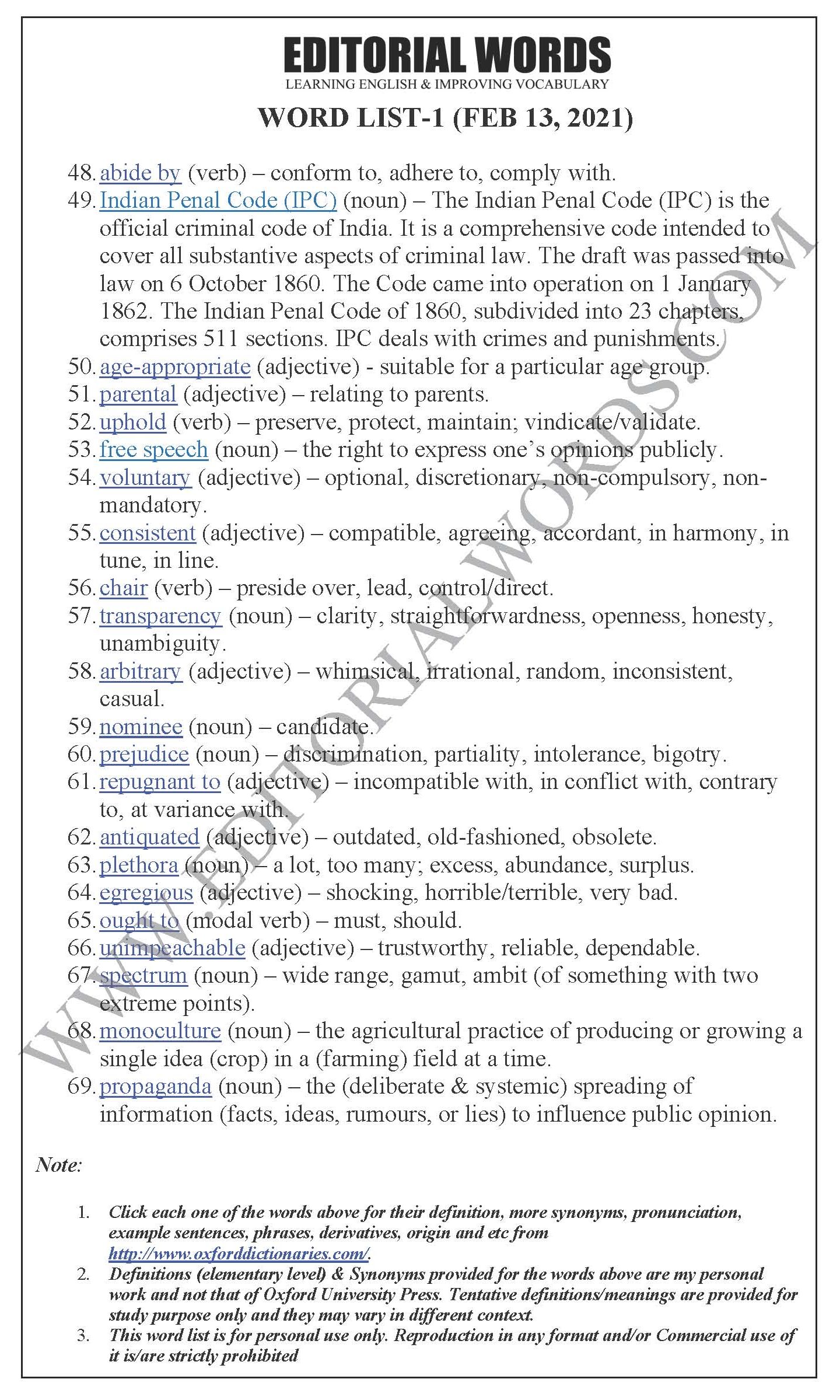 Daily Word Lists PDF-12FEB21