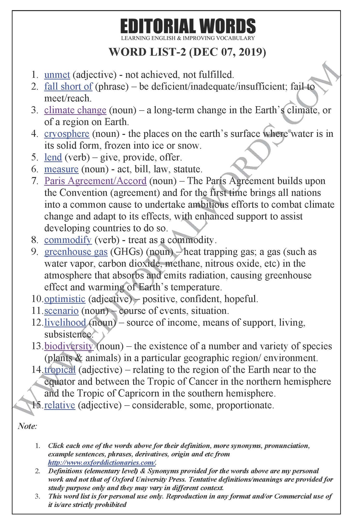 The Hindu Editorial (Climate warnings) - Dec 07, 2019