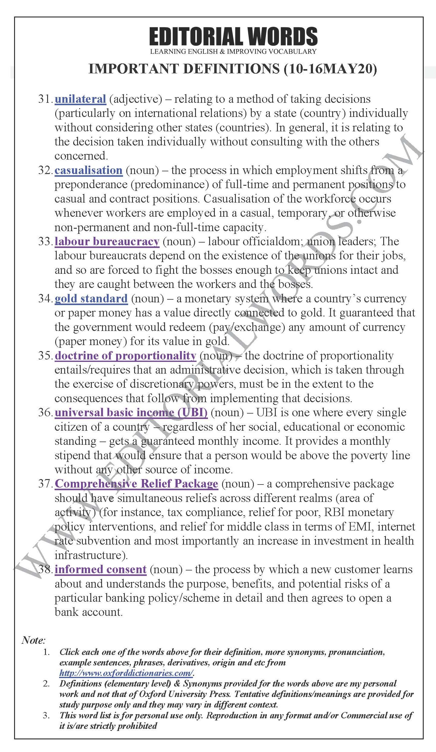 “Important Definitions” We Learnt Last Week (May 10-16, 2020 ...