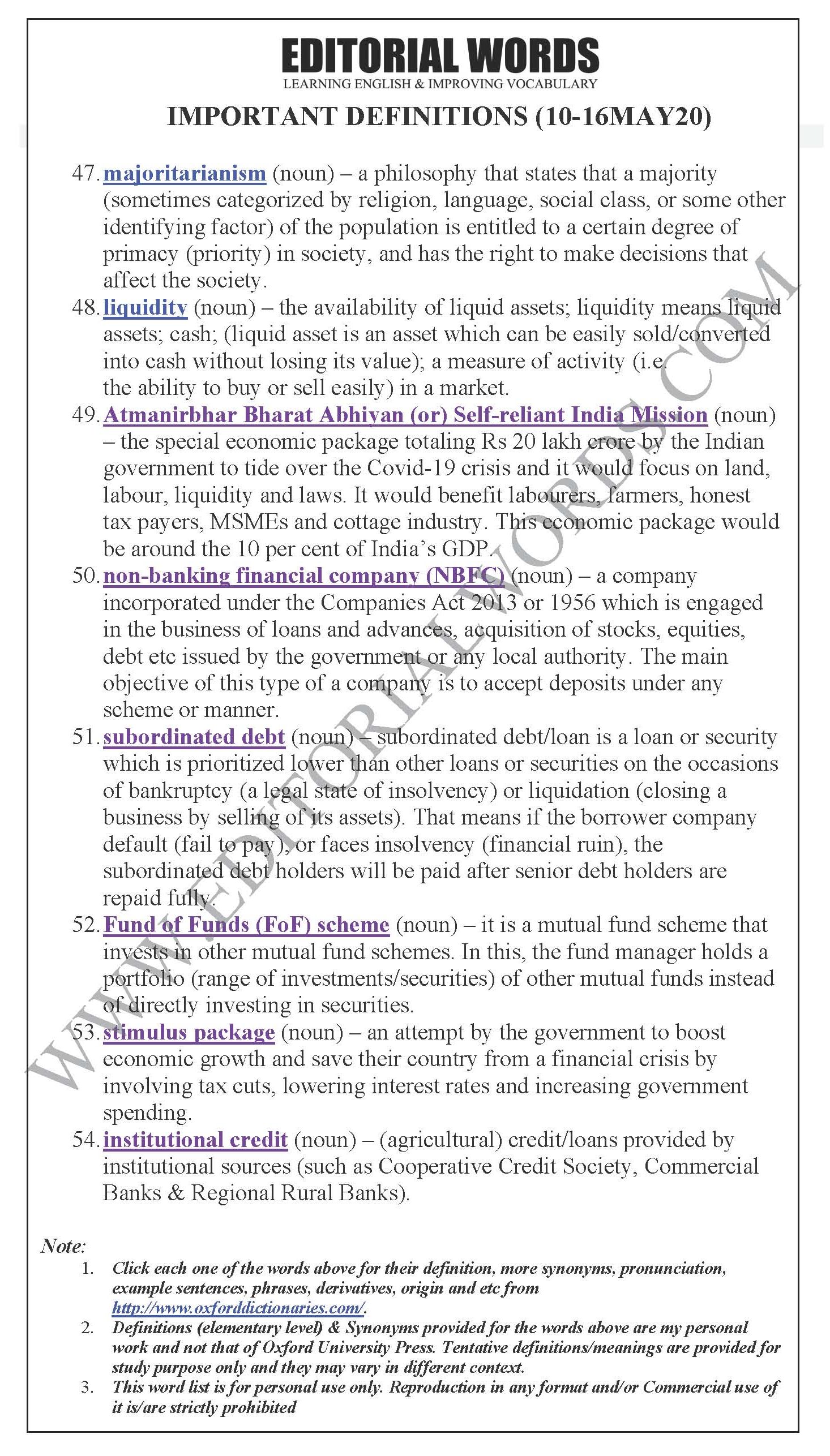 “Important Definitions” We Learnt Last Week (May 10-16, 2020 ...