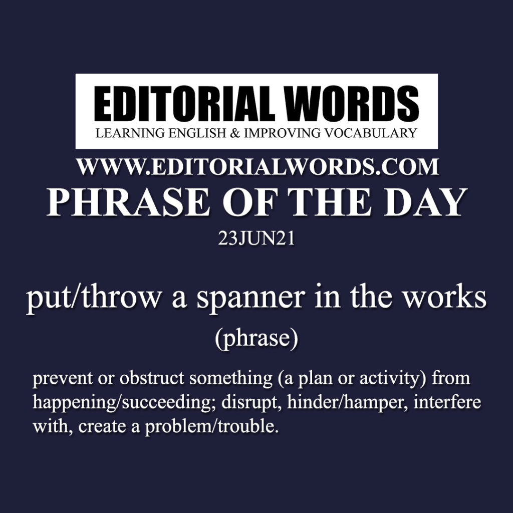 phrase-of-the-day-put-throw-a-spanner-in-the-works-23jun21