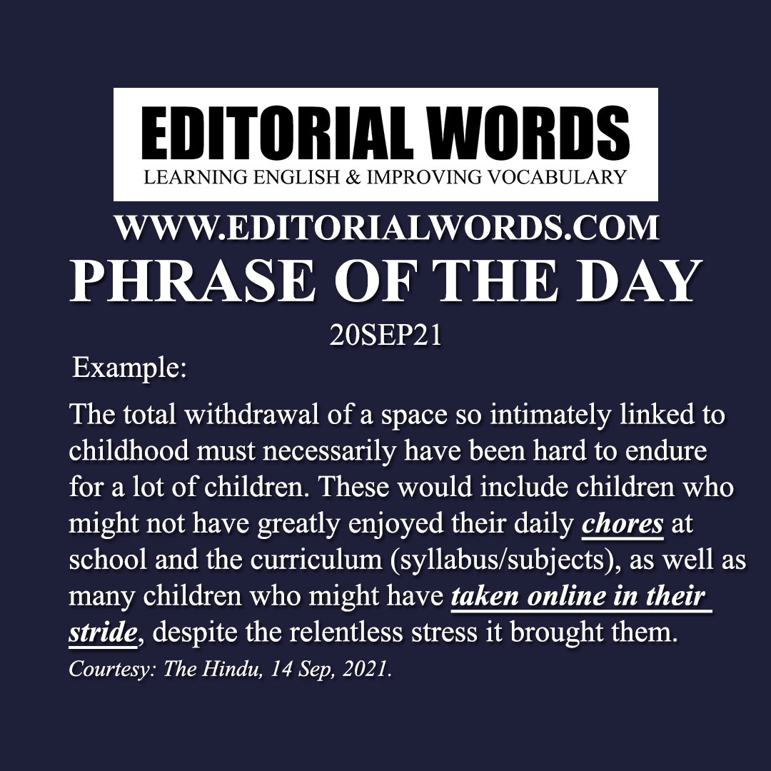 Phrase Of The Day take Something In One s Stride 20SEP21 Editorial 