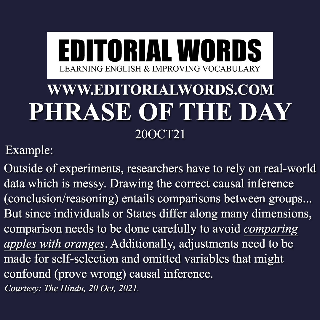 Phrase of the Day (compare apples with oranges)-20OCT21