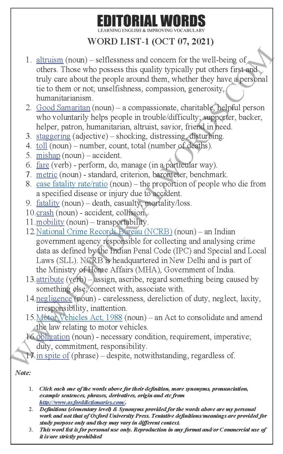 The Hindu Editorial (Recognising altruism) – Oct 07, 2021