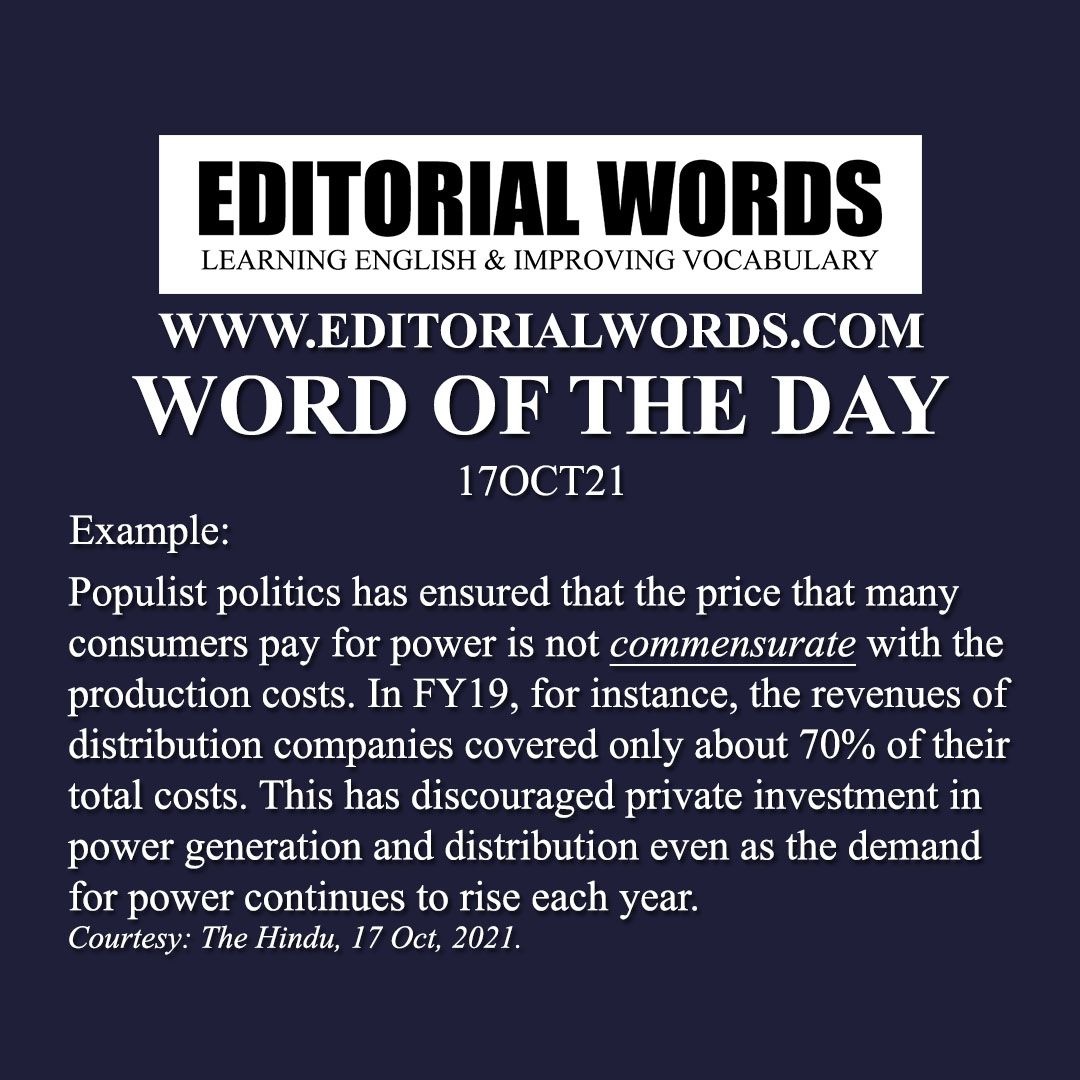 Word of the Day (commensurate)-17OCT21