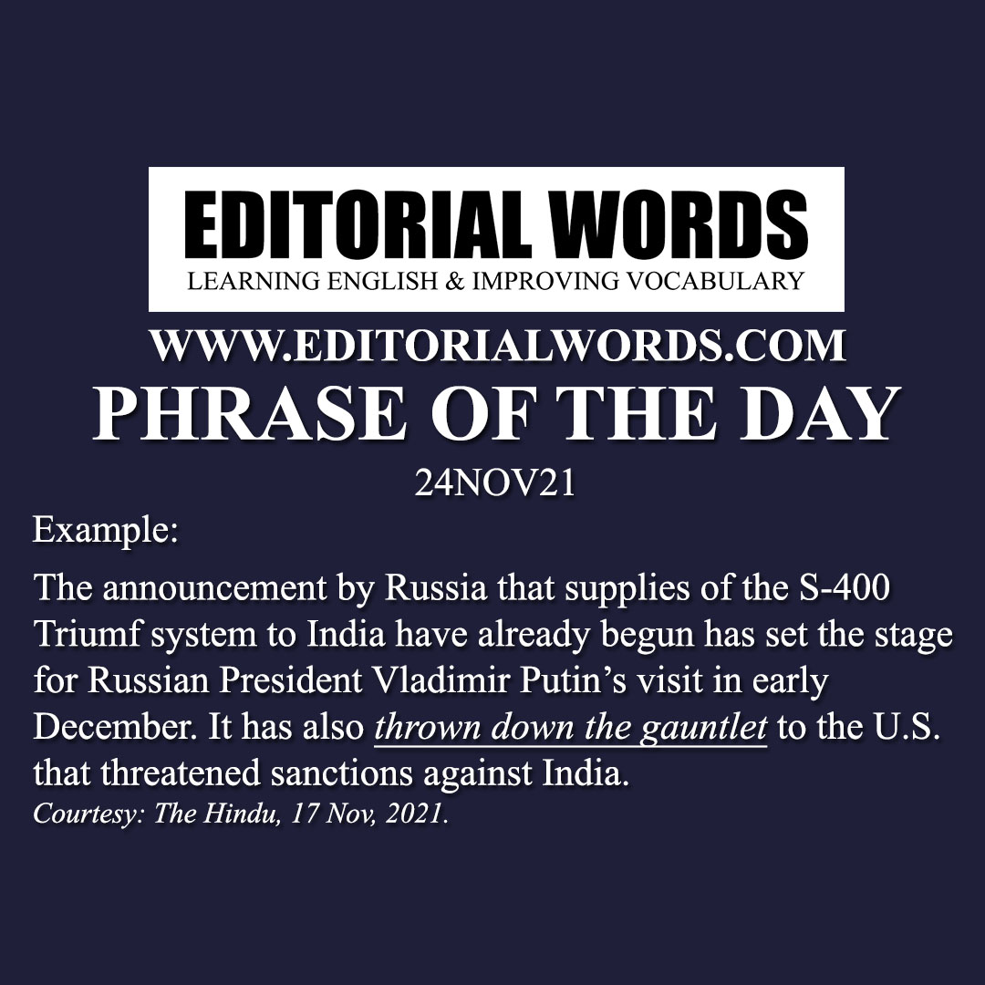 Phrase Of The Day Throw Down The Gauntlet 24nov21 Editorial Words