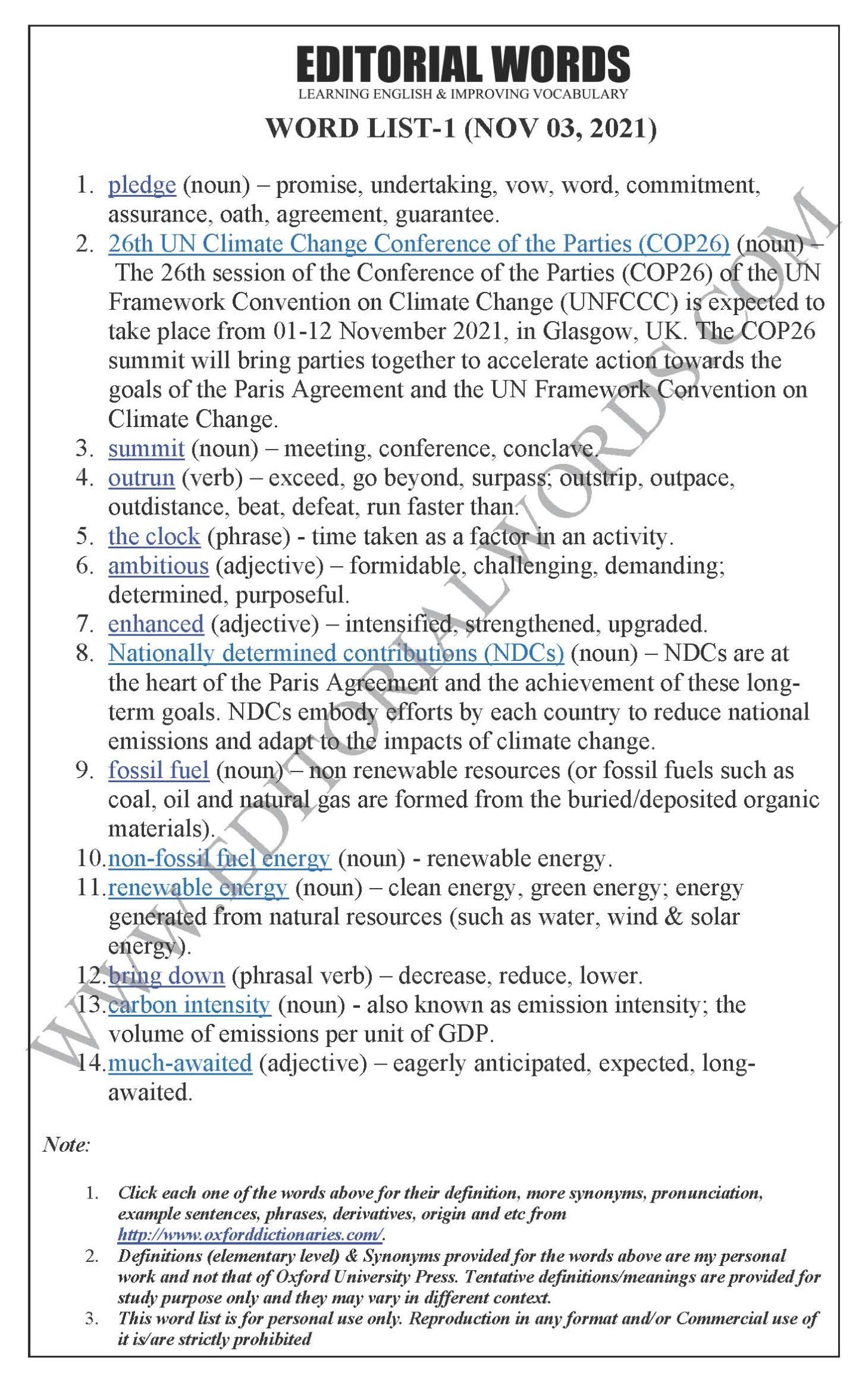 The Hindu Editorial (Climate pledge) – Nov 03, 2021