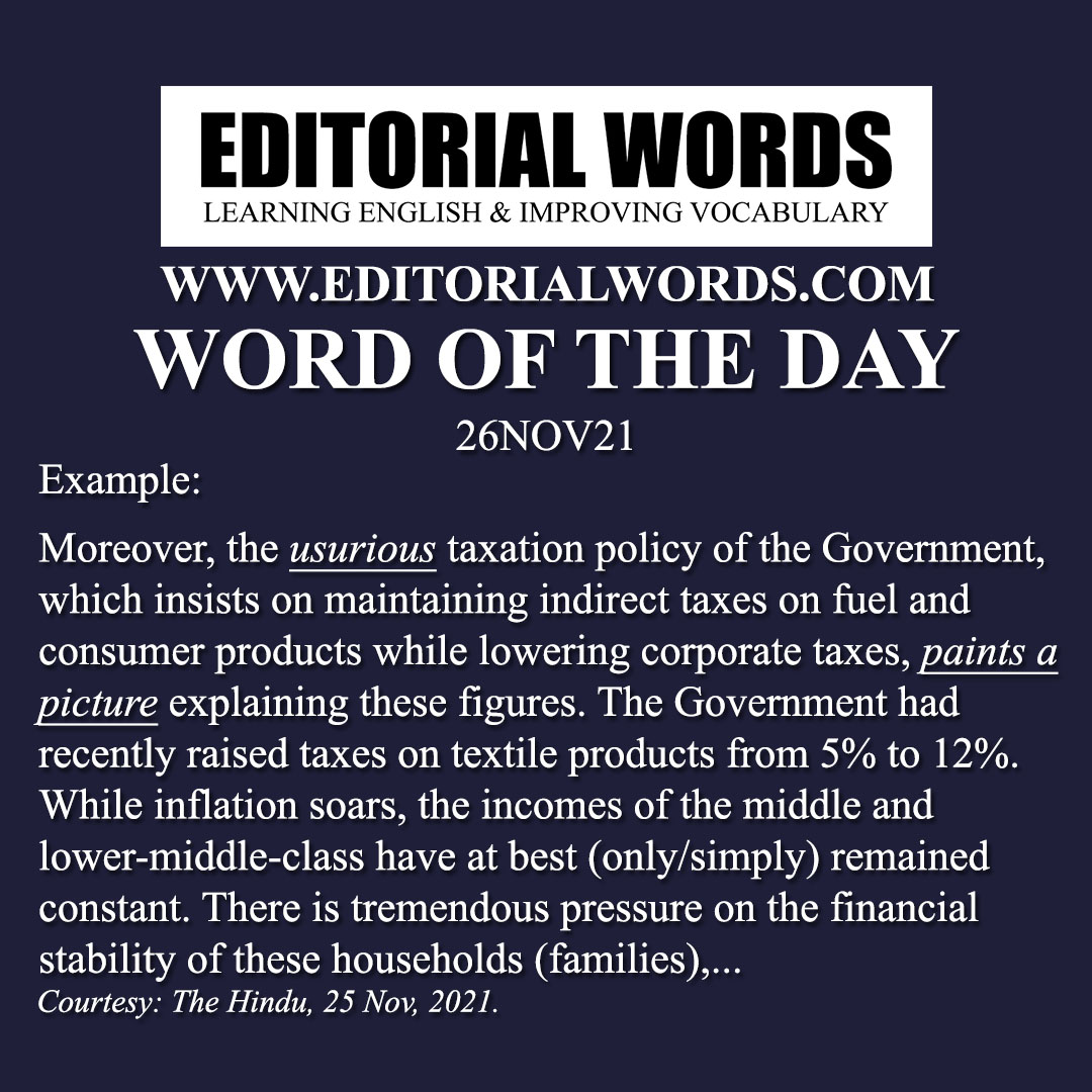 Word of the Day (usurious)-26NOV21