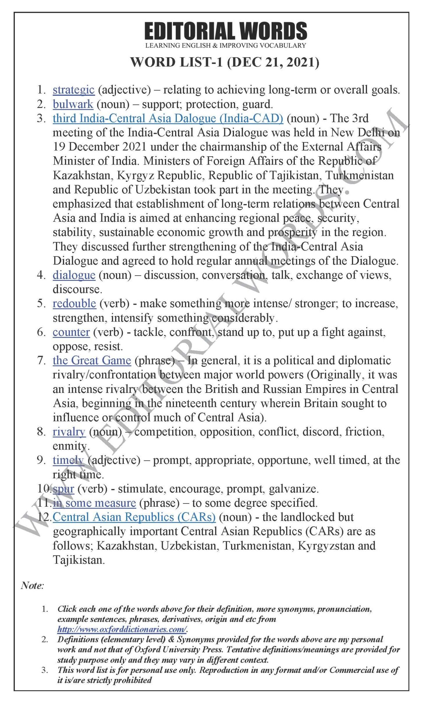 The Hindu Editorial (A strategic bulwark) – Dec 21, 2021