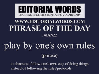 Phrase of the Day (play by one's own rules)-14JAN22