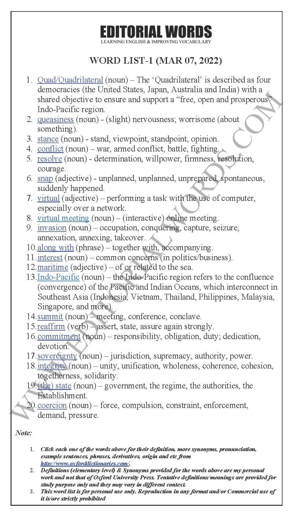 The Hindu Editorial (Quadrilateral queasiness) – Mar 07, 2022