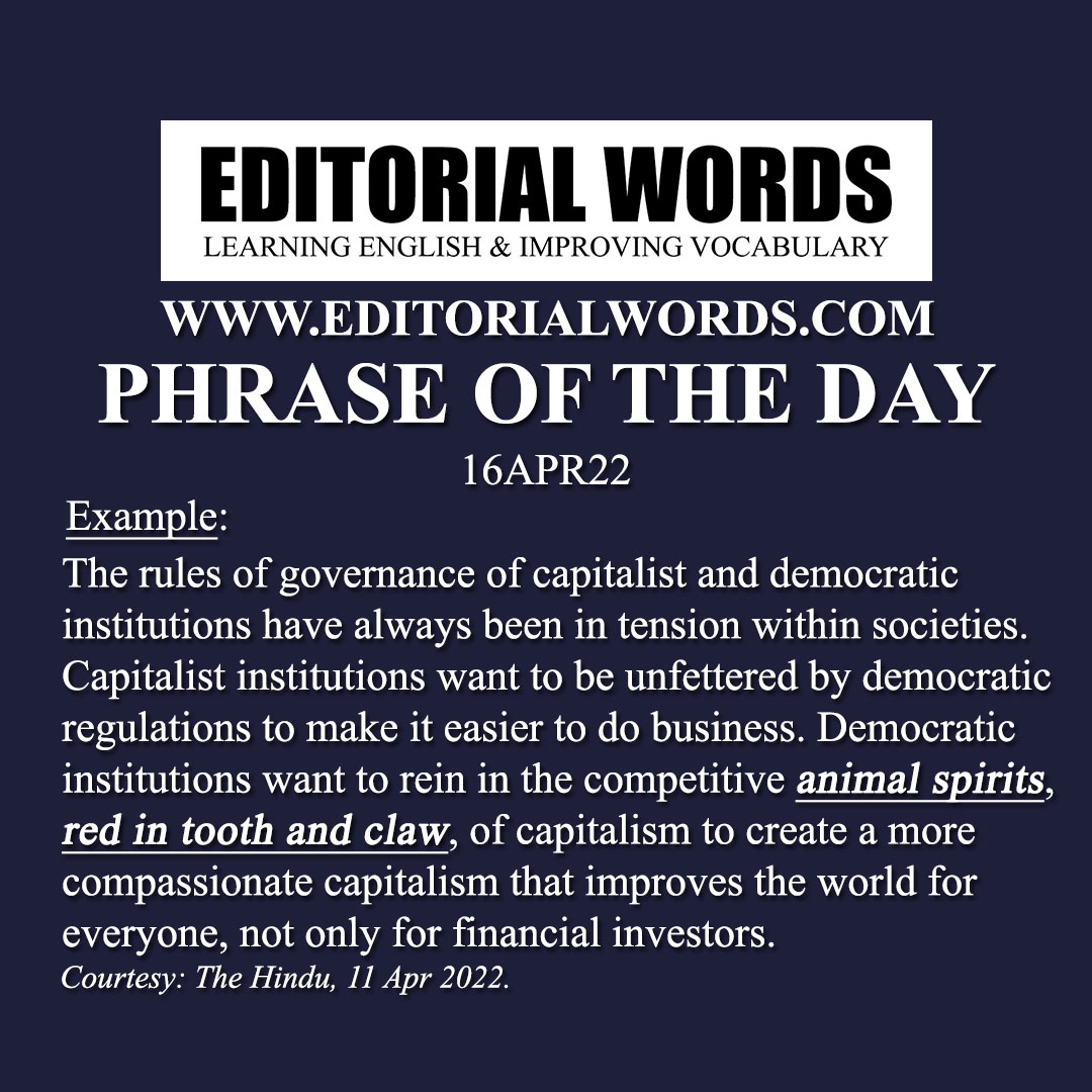 Phrase of the Day (red in tooth and claw)-16APR22