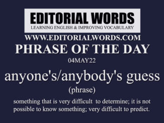 Phrase of the Day (anyone's/anybody's guess)-04MAY22