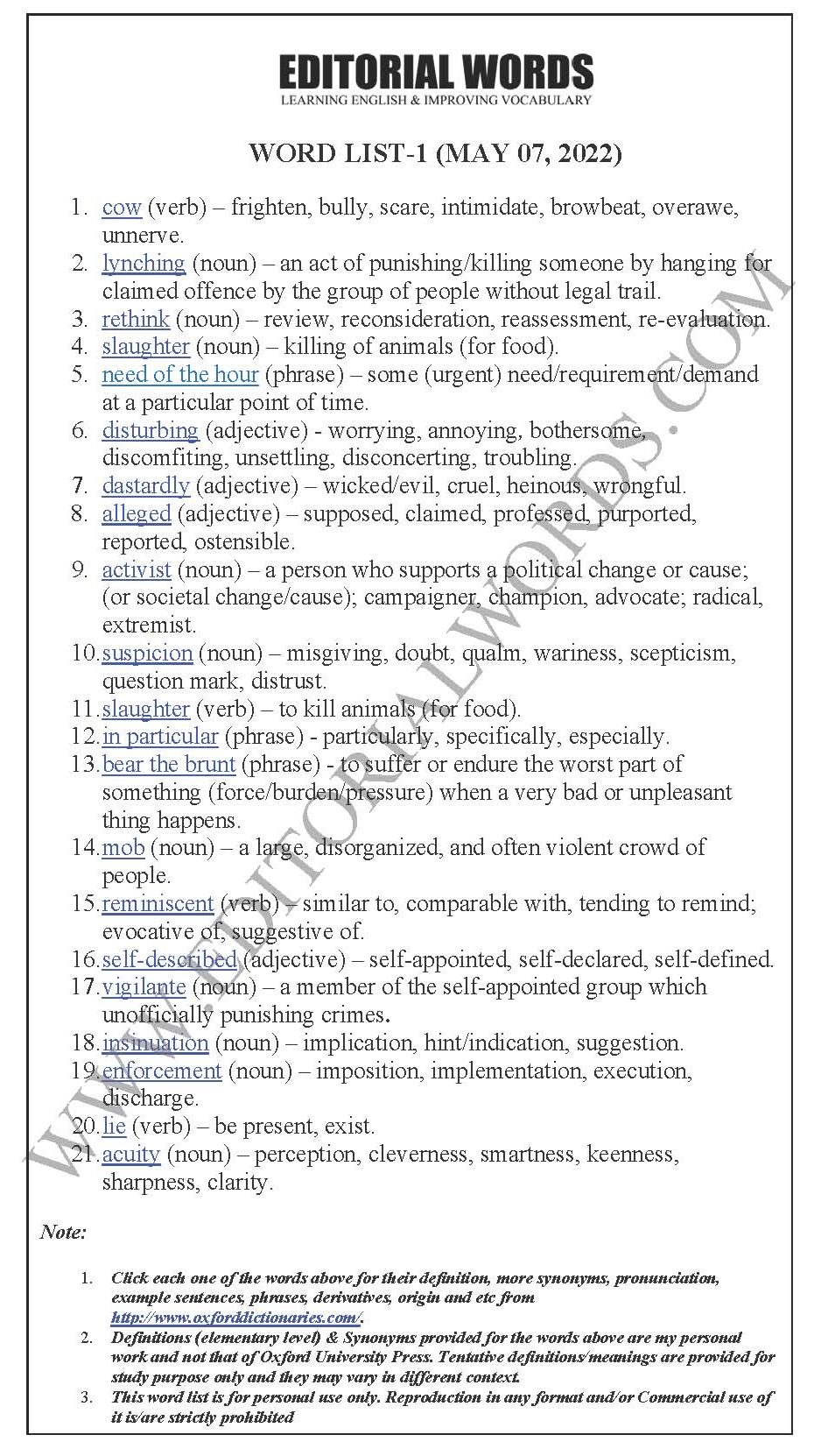 The Hindu Editorial (Cowed down) – May 07, 2022