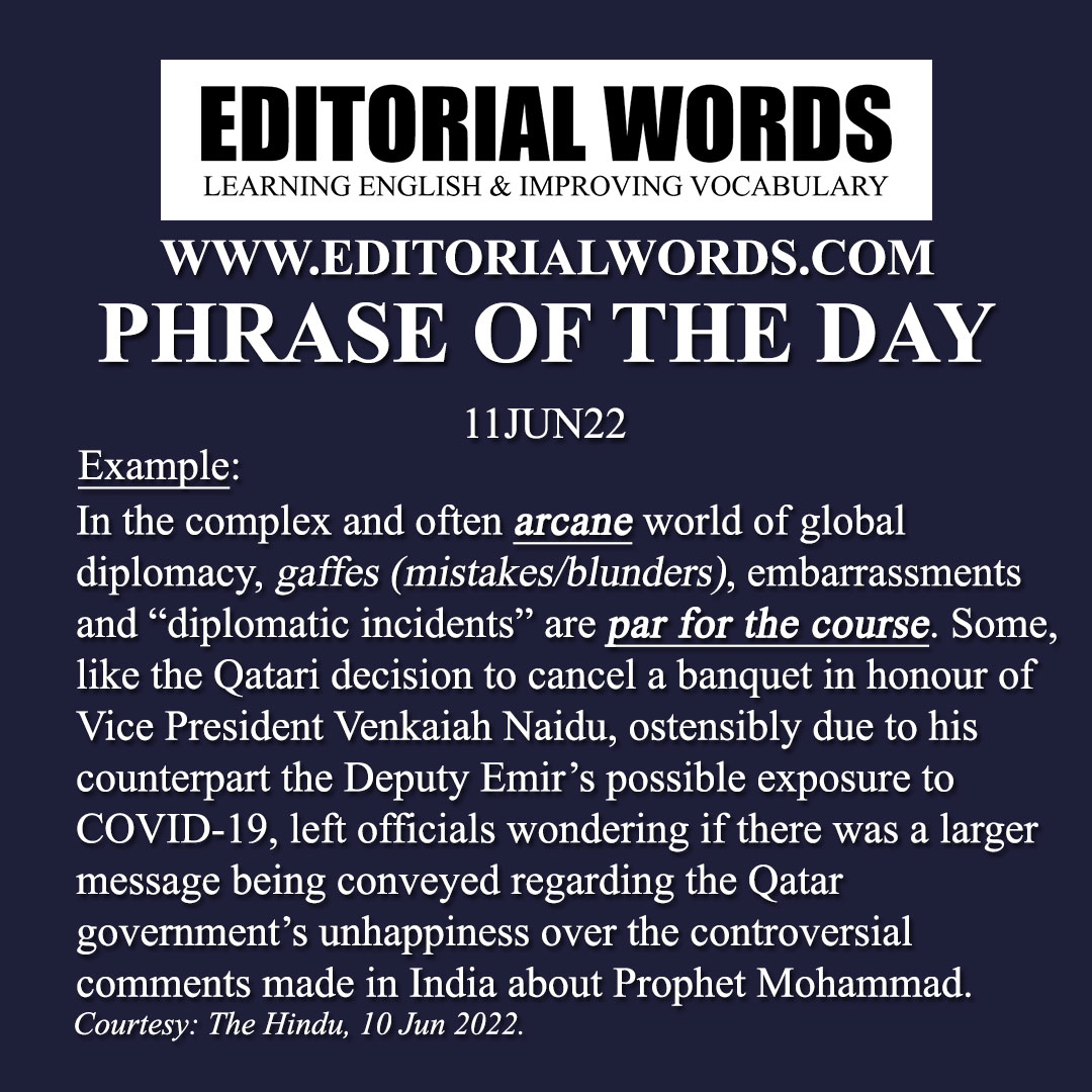 Phrase of the Day (par for the course)-11JUN22