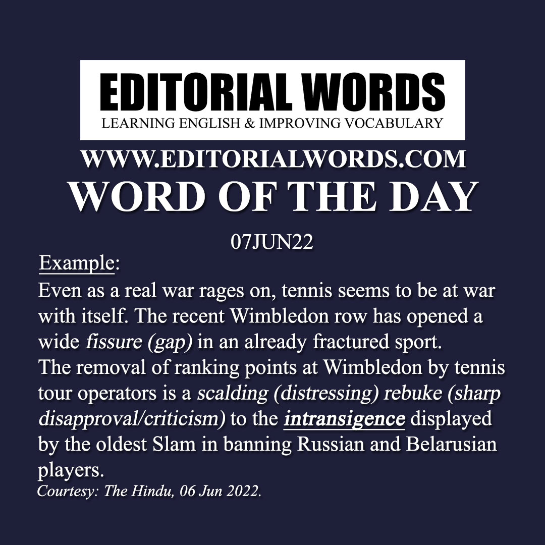 Word of the Day (intransigence)-07JUN22