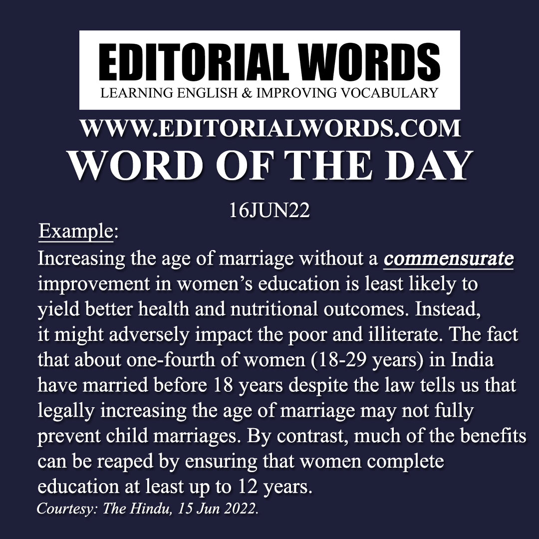 Word of the Day (commensurate)-16JUN22