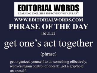 Phrase of the Day (get one’s act together)-16JUL22