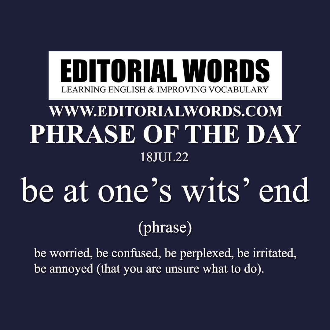 Phrase Of The Day be At One s Wits End 18JUL22 Editorial Words