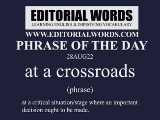 Phrase of the Day (at a crossroads)-28AUG22