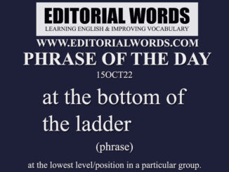 Phrase of the Day (at the bottom of the ladder)-15OCT22