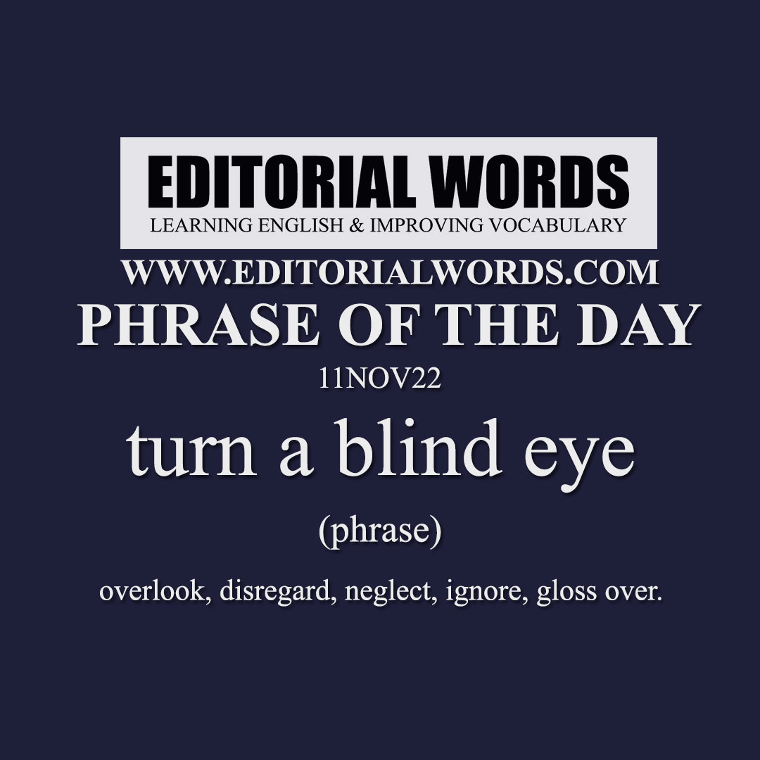 Phrase of the Day (turn a blind eye)-11NOV22