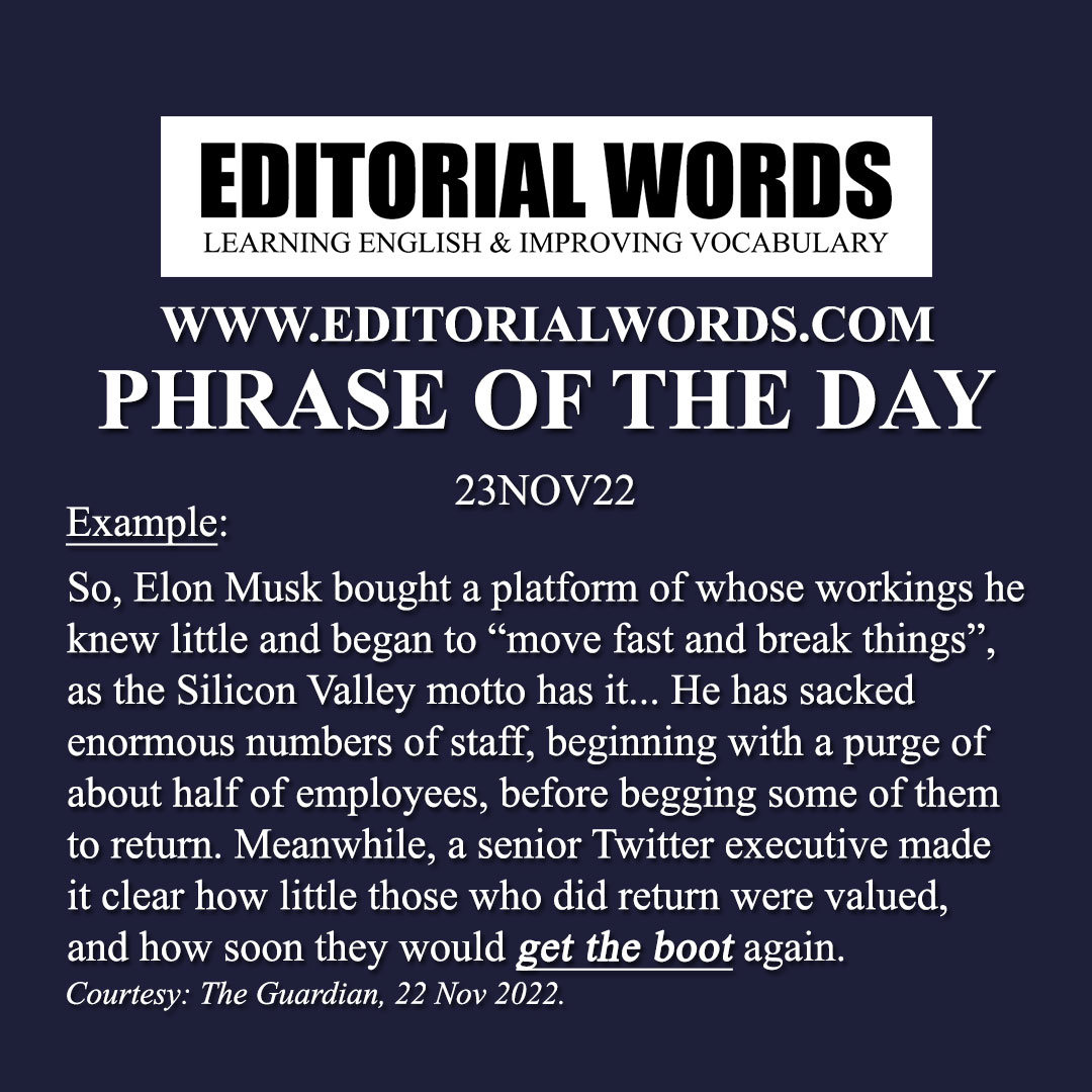 Phrase of the Day (get the boot)-23NOV22