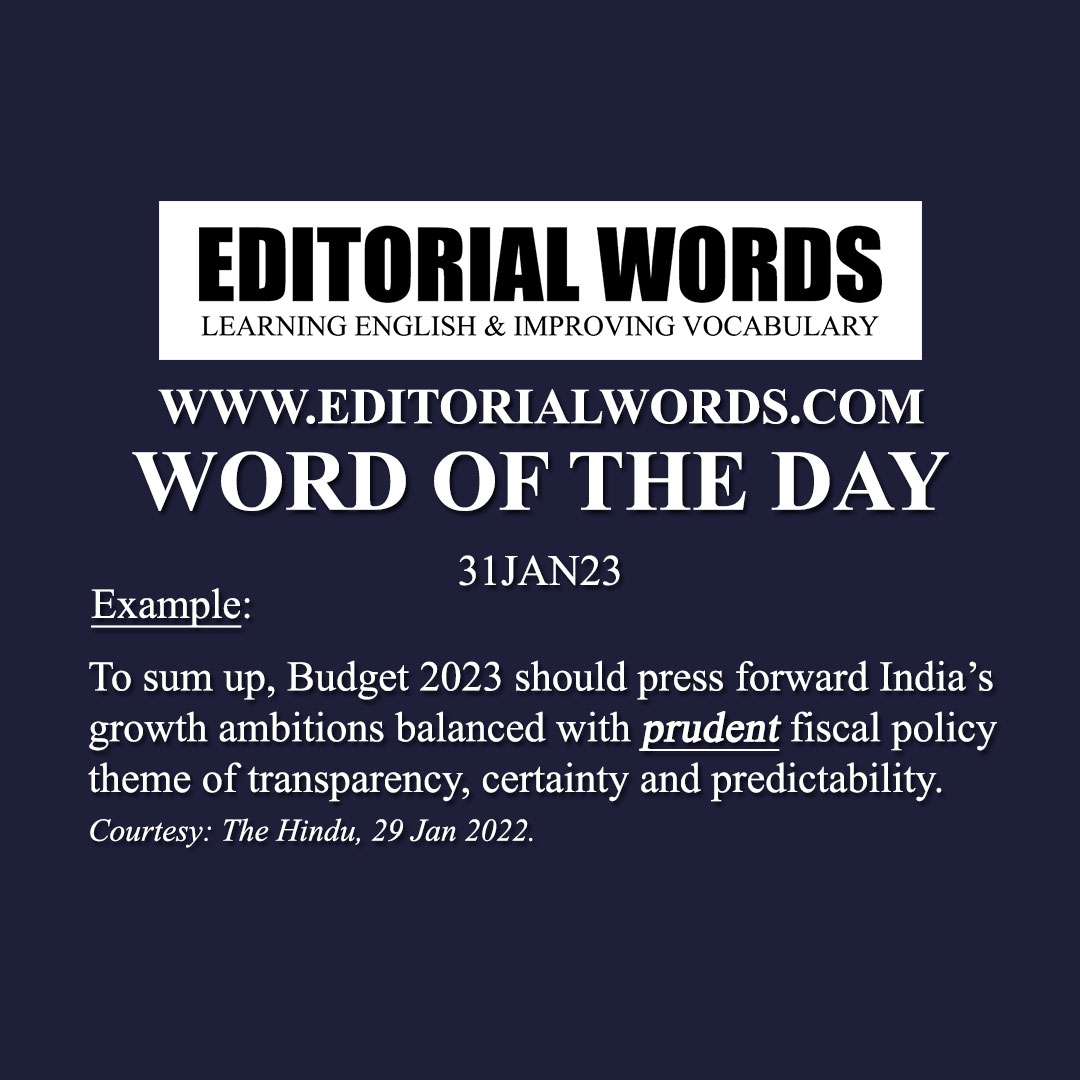 Word of the Day (prudent)-31JAN23