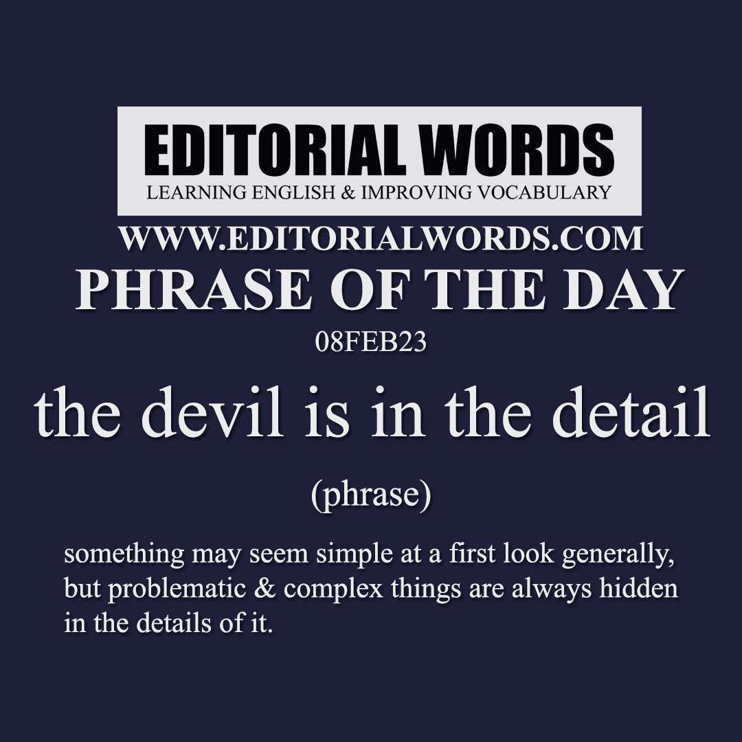 Phrase of the Day (the devil is in the detail)-08FEB23