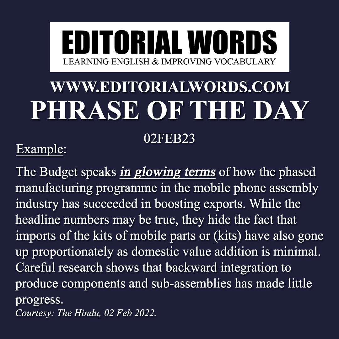 Phrase of the Day (in glowing terms)-02FEB23