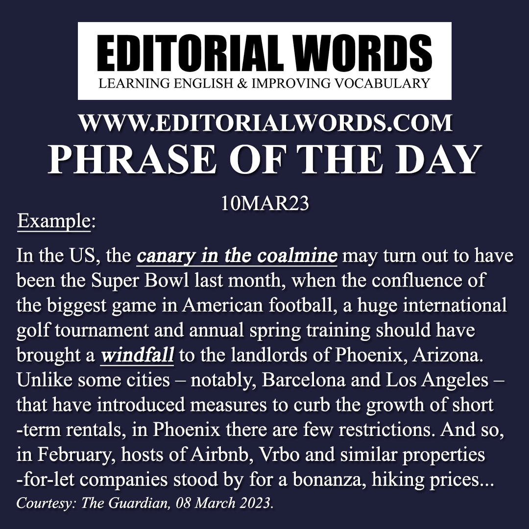 Phrase of the Day (canary in a coal mine)-10MAR23