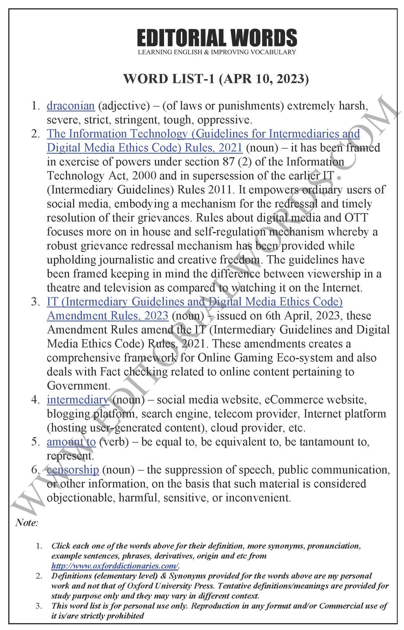 The Hindu Editorial (Draconian rules) – Apr 10, 2023