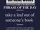 Phrase of the Day (take a leaf out of someone’s book)-09MAY23