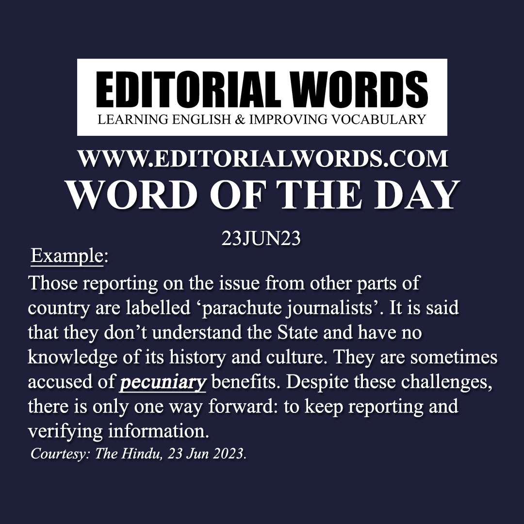 Word of the Day (pecuniary)-23JUN23