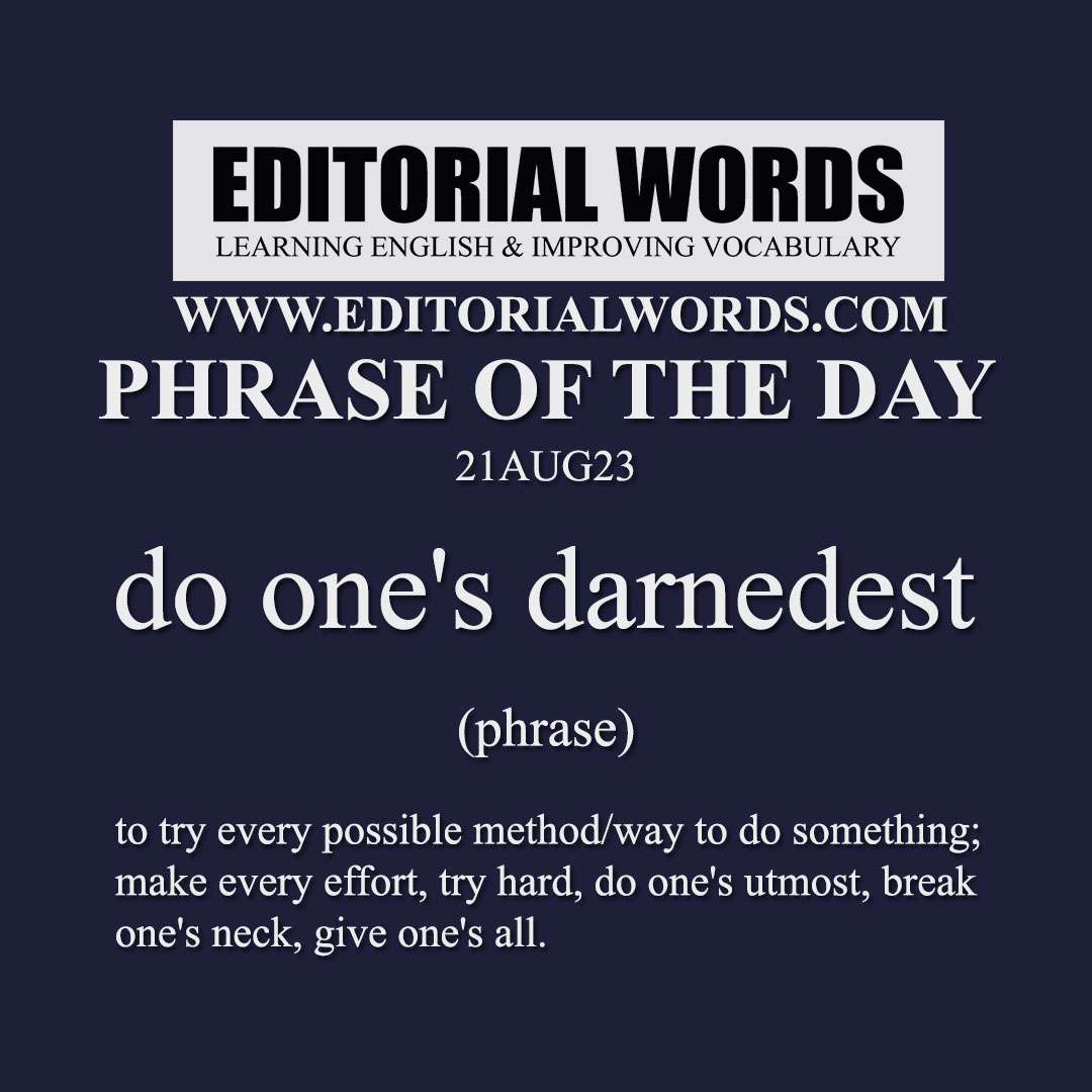 Phrase of the Day (do one's darnedest)-21AUG23