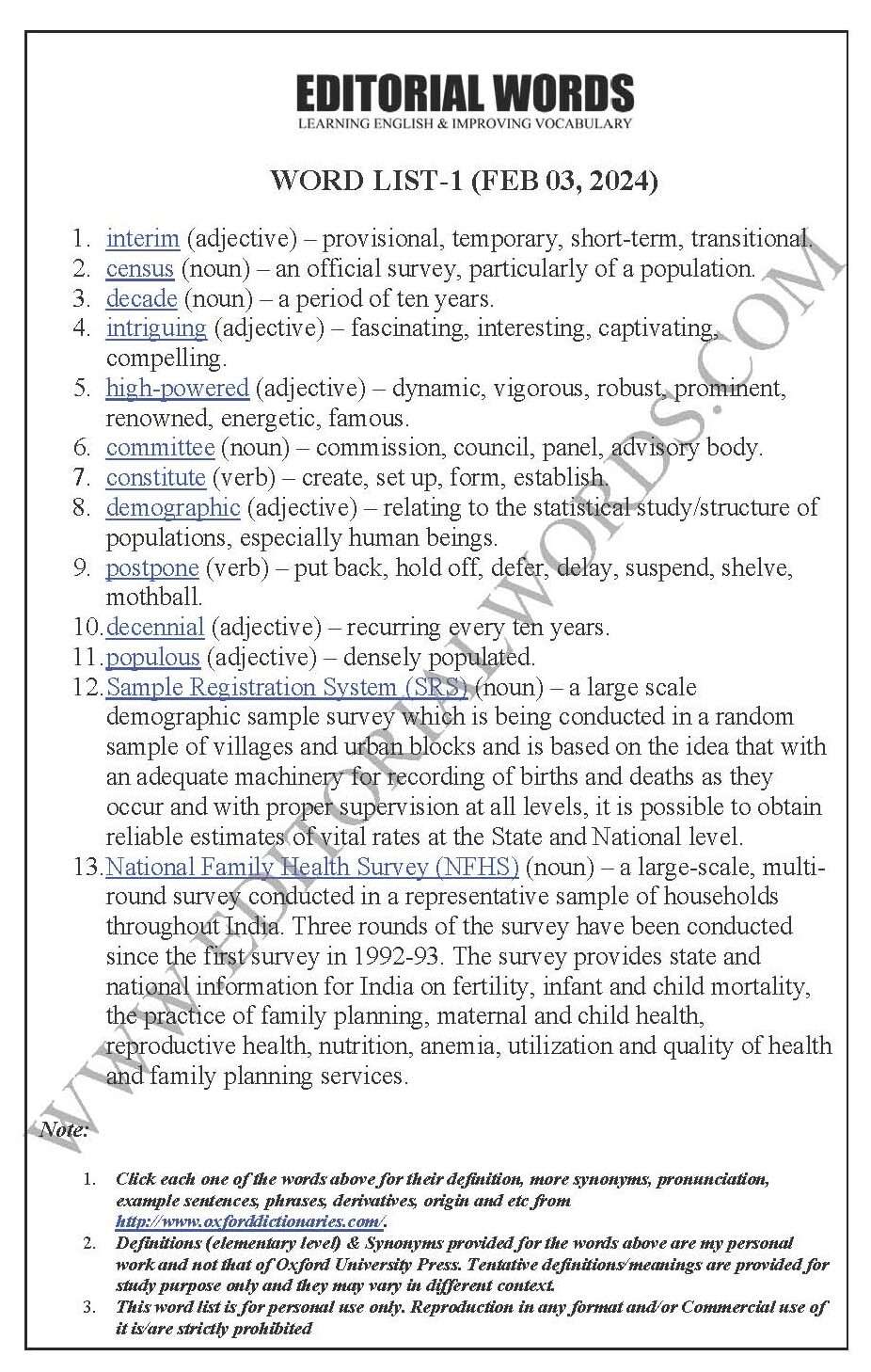 The Hindu Editorial (Population priorities) – Feb 03, 2024