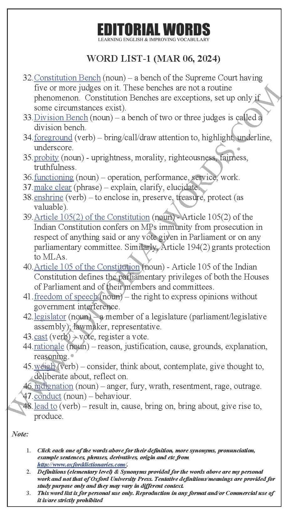 The Hindu Editorial (Deprivileging bribe) – Mar 06, 2024