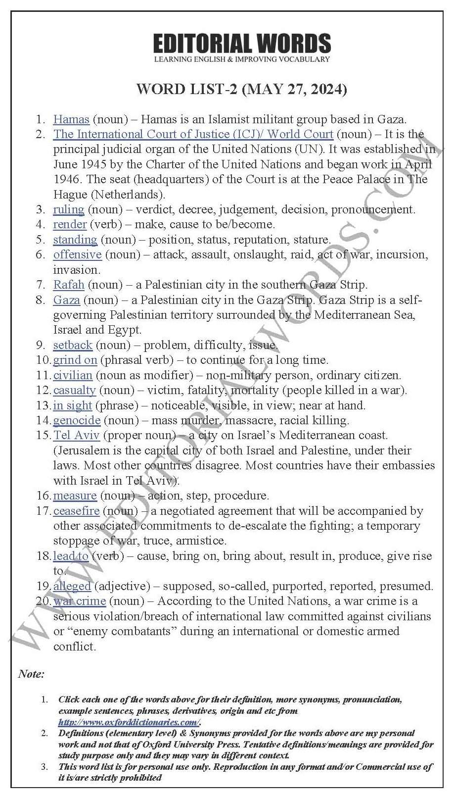 The Hindu Editorial (Punishing Hamas) – May 27, 2024