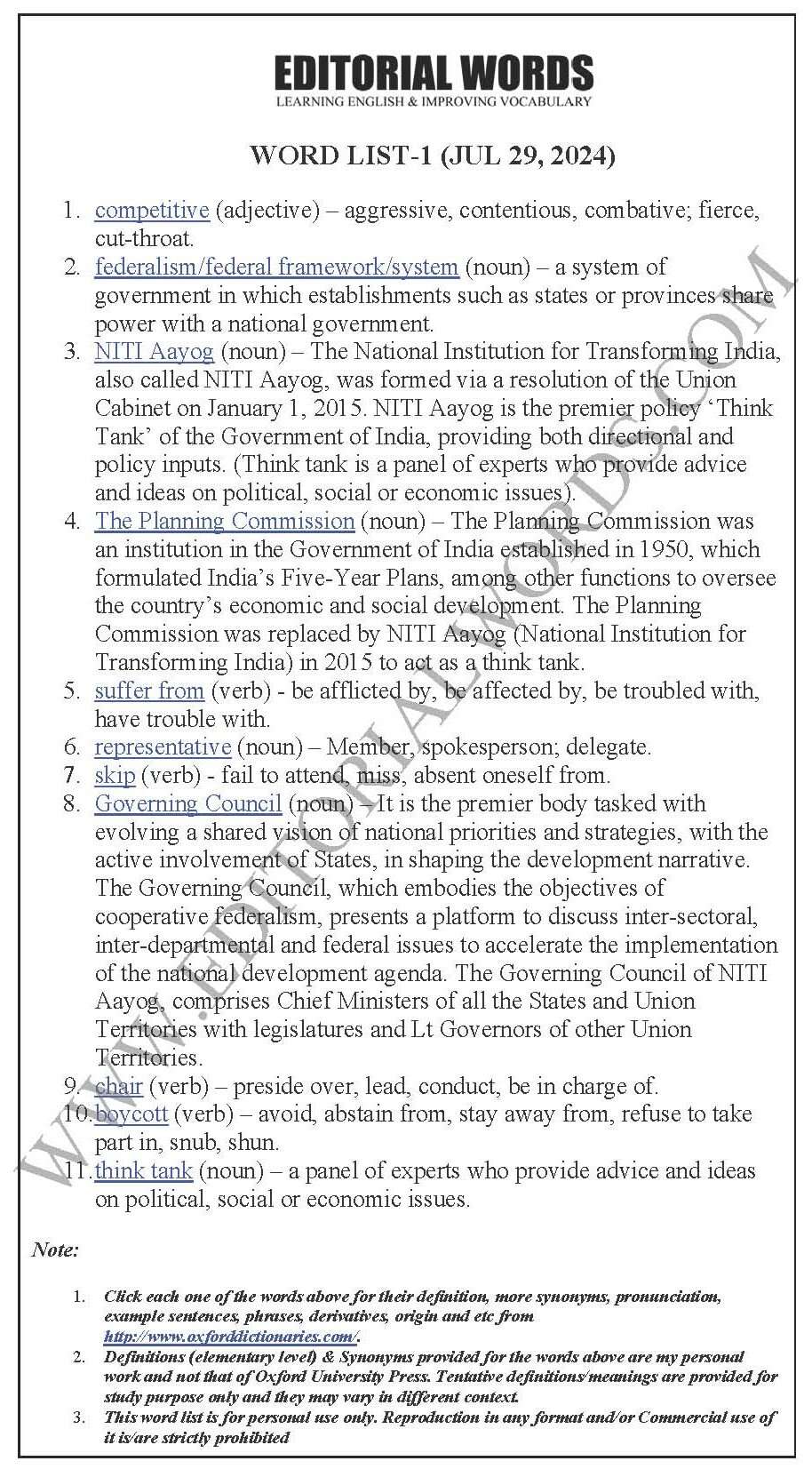 The Hindu Editorial (​Competitive federalism) – Jul 29, 2024